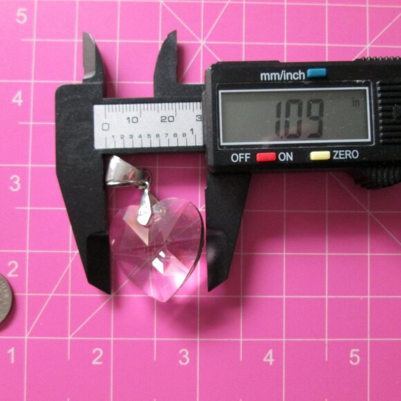 Caroline Neron Large Pink Crystal Heart Pendant Silver Tone - Picture 6 of 14